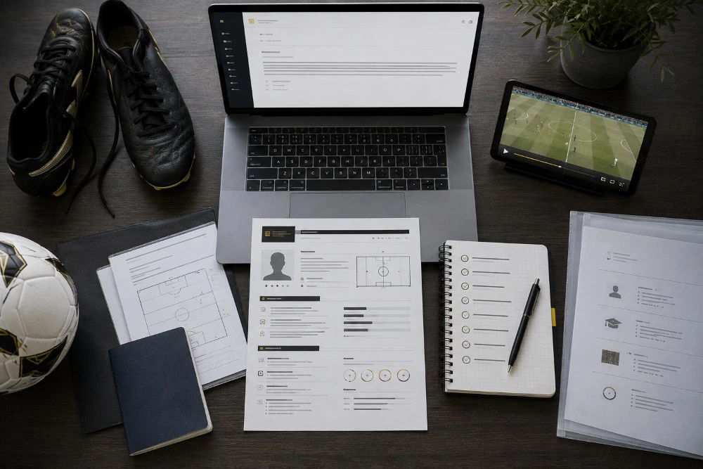 CV deportivo, video, correo y documentos preparados para contactar una academia de fútbol