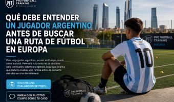 Argentine player on a football field in Madrid evaluating a serious pathway to European football with Pro Football Training