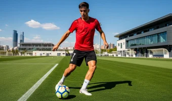 Jugador internacional de fútbol entrenando en Madrid. Inmersión en programa de verano en España de corta estancia.