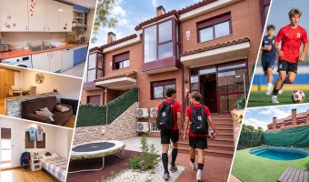 Football academy residence in Spain with shared spaces, bedrooms and living environment for international players in Madrid